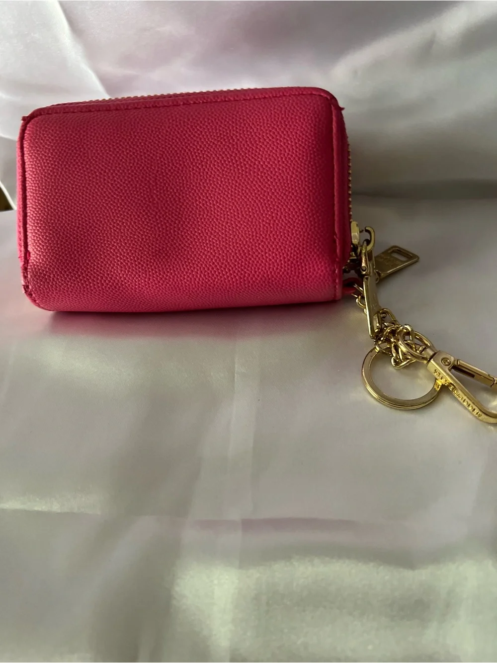 Steve Madden Pink Key & Card Holder with Gold Hardware